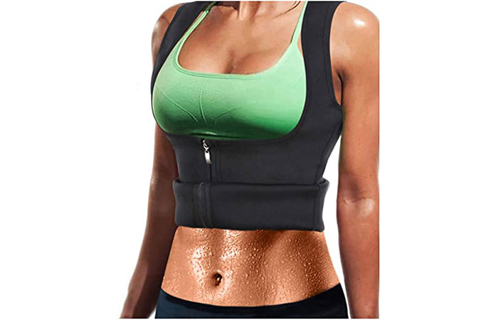 LODAY Womens Neoprene Sauna Body Shaper Suit Hot Sweat Tummy Fat Burner Workout Jacket Top Full Zip Up