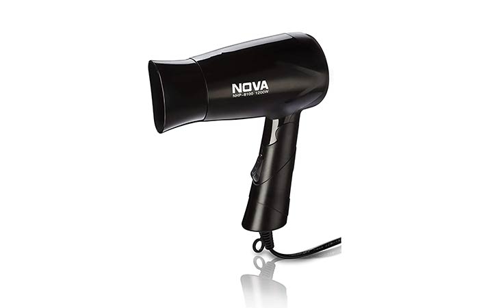  Nova NHP 8100 Silky Shine 1200 W Hot and Cold Foldable Hair Dryer (Black)