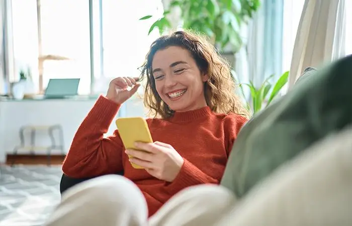 A woman using a cellphone