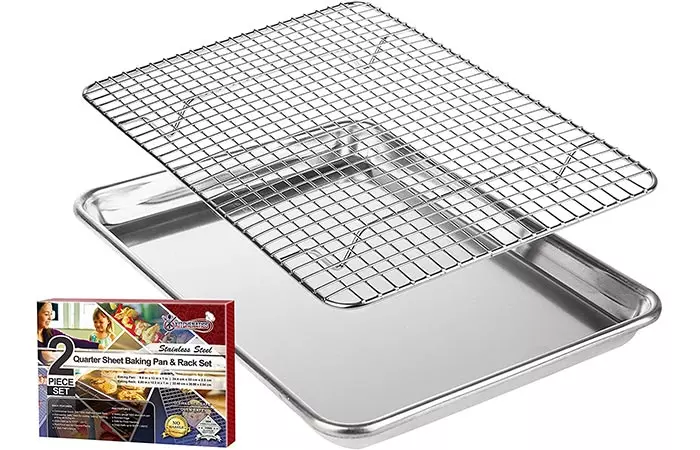 Best Heavy-Duty Baking Sheet: KITCHENATICS Roasting & Baking Sheet With Cooling Rack