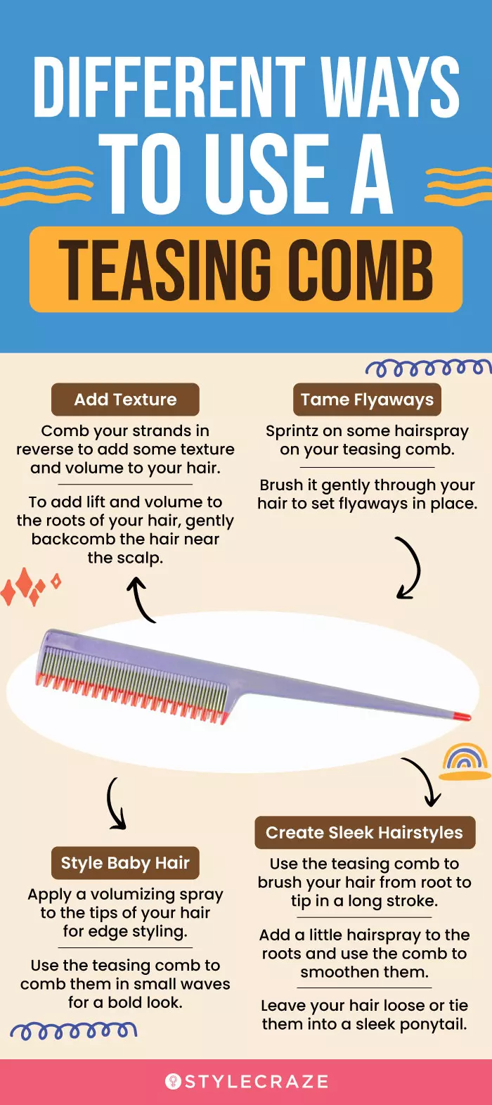 Different Ways To Use A Teasing Comb (infographic)