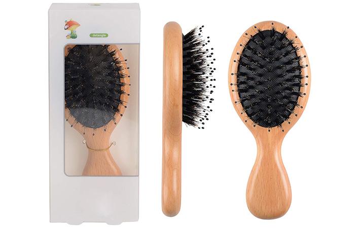 FESHFEN Boar Bristle Mini Hair Brush