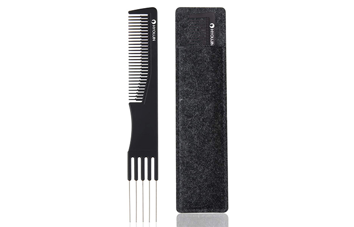 HYOUJIN 615 Black Carbon 5 Metal Prong Styling Comb