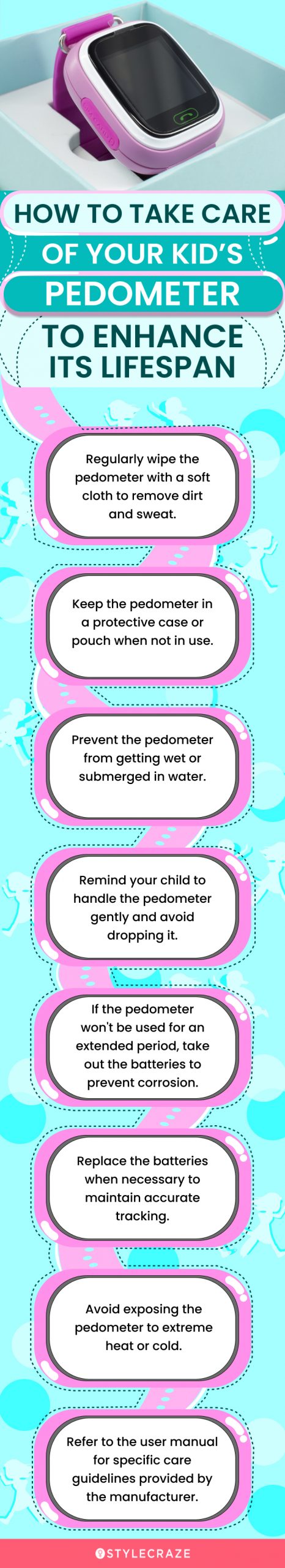 How To Take Care Of Your Kid's Pedometer (infographic)