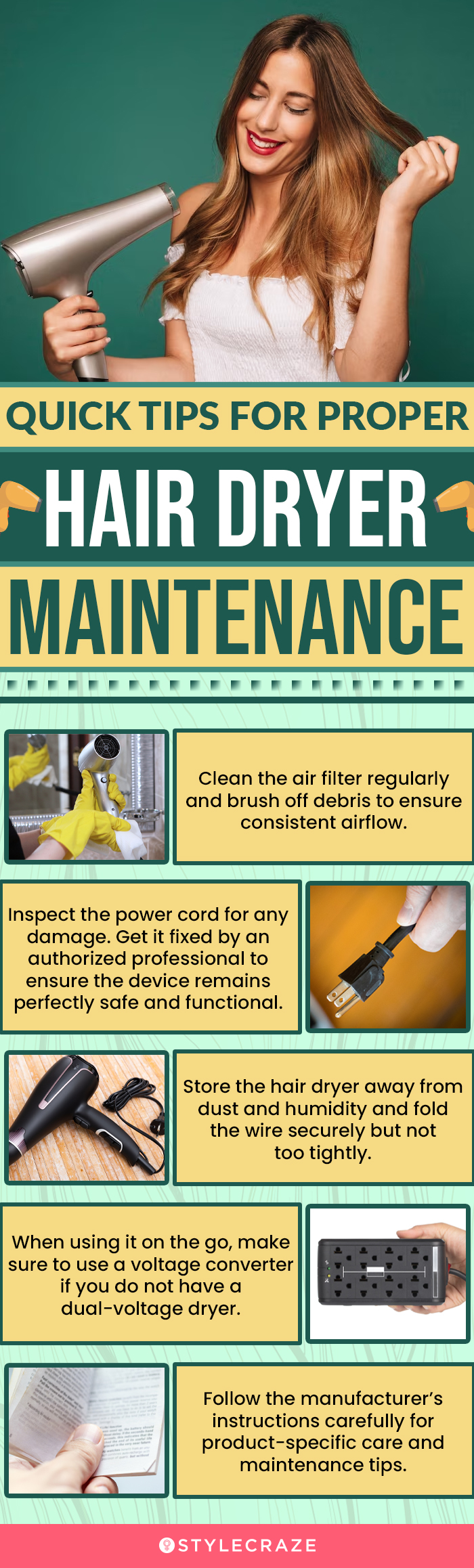 Quick Tips For Proper Hair Dryer Maintenance (infographic)