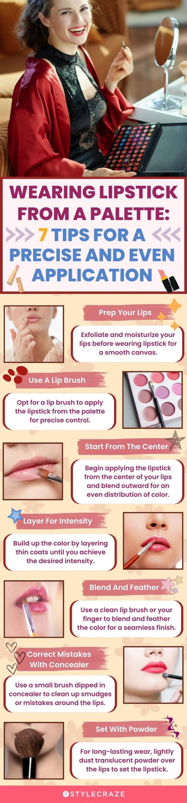 Applying Lipstick from a Palette: 7 Tips (infographic)