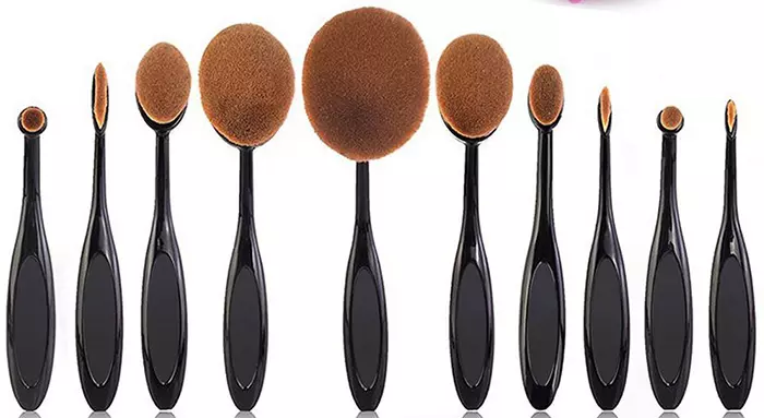 Beauty Kate 10 Pcs Pro Oval Makeup Brush Set