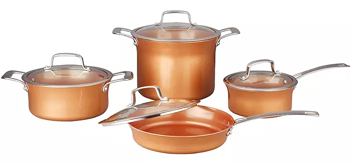 CONCORD 8-Piece Ceramic-Coated Copper Cookware