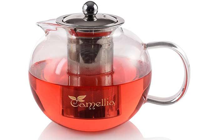 Camellia tekande med aftagelig infuser i rustfrit stål