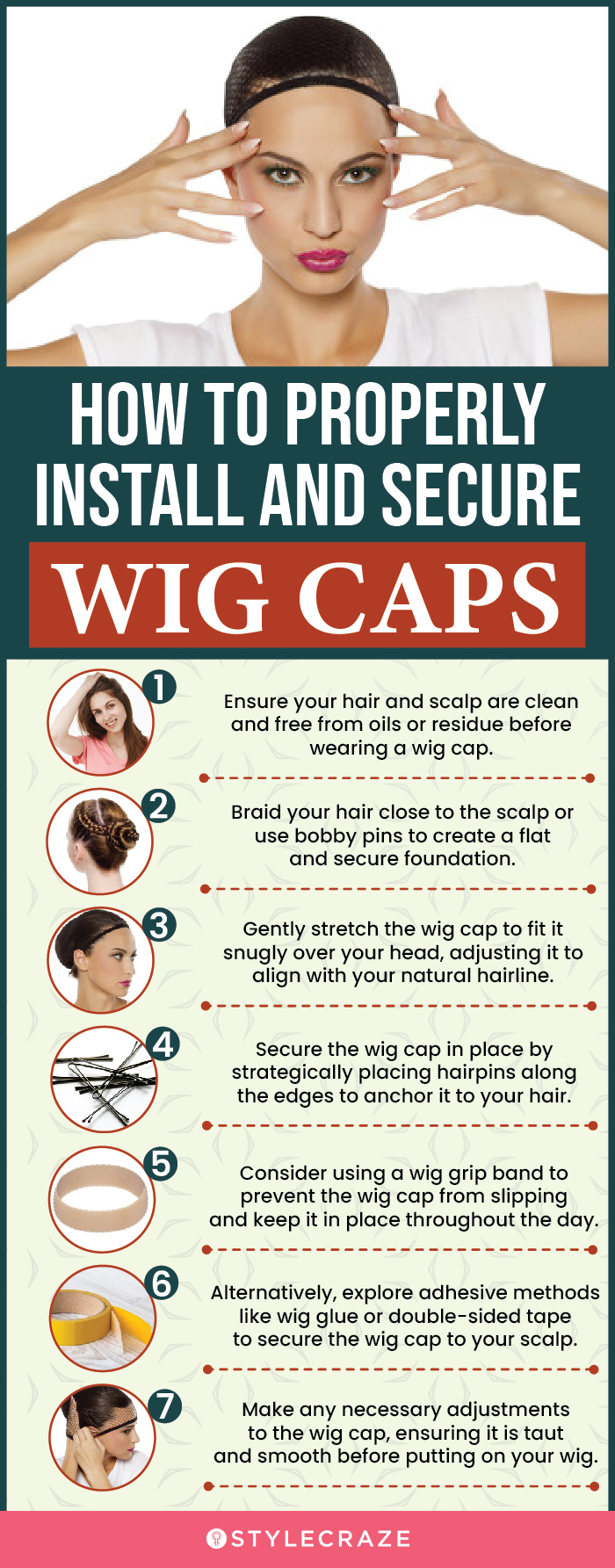 How To Properly Install And Secure Wig Caps (infographic)