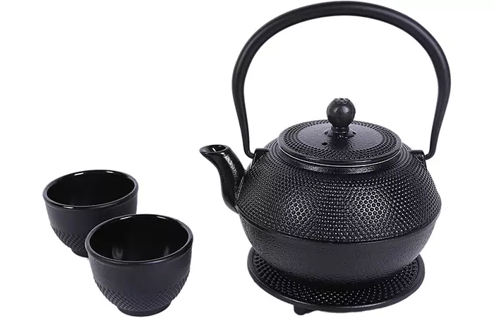 Juvale Black Cast Iron Tea Kettle Set