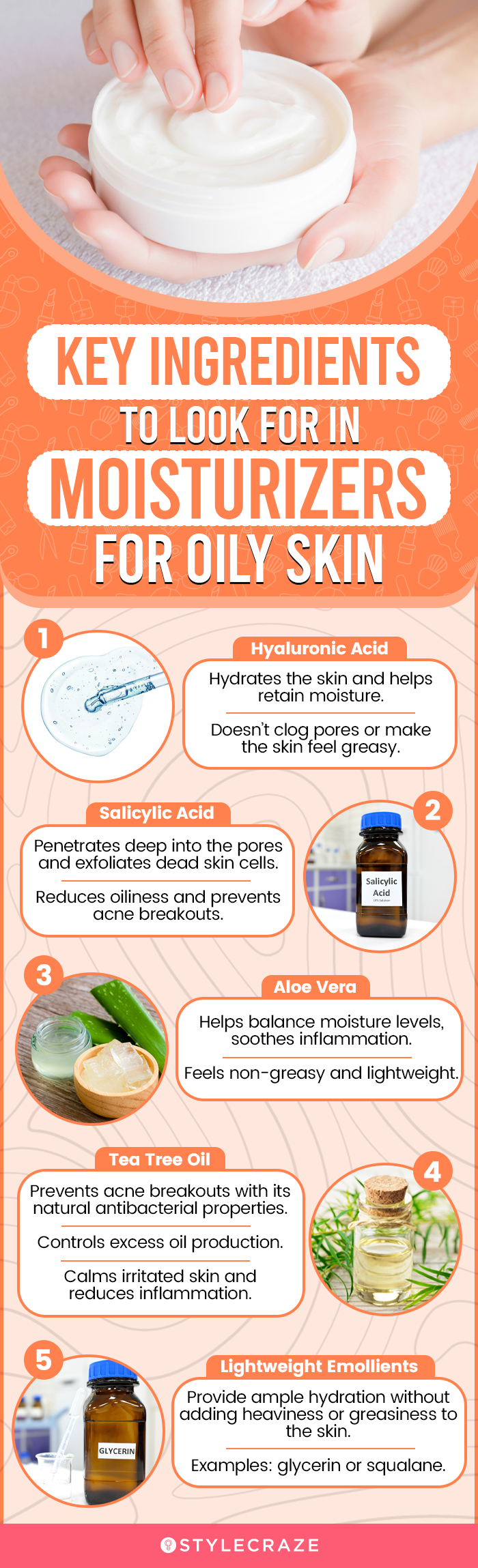 Key Ingredients To Look For In Moisturizers For Oily Skin (infographic)