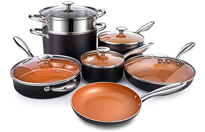 MICHELANGELO Copper Pots And Pans Set