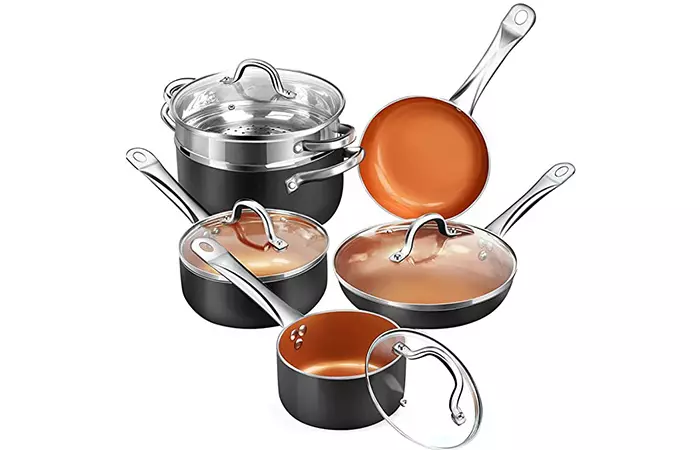 SHINEURI Non-Stick Ceramic Copper Cookware Set