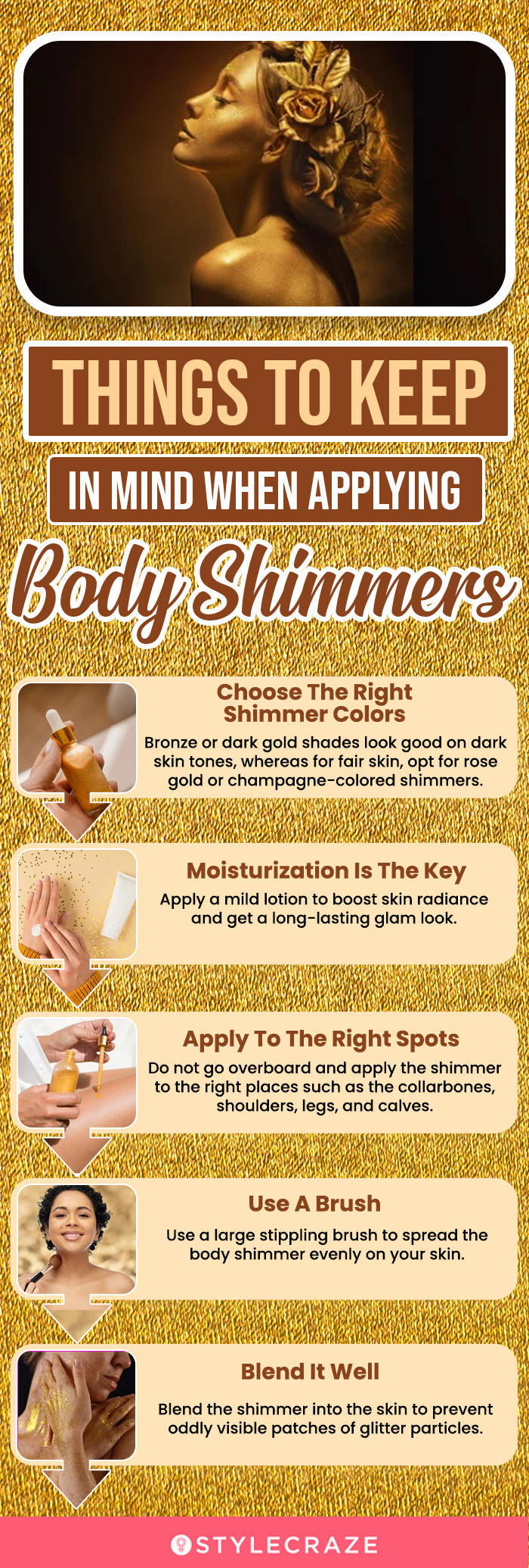Things To Keep In Mind When Applying Body Shimmer (infographic)