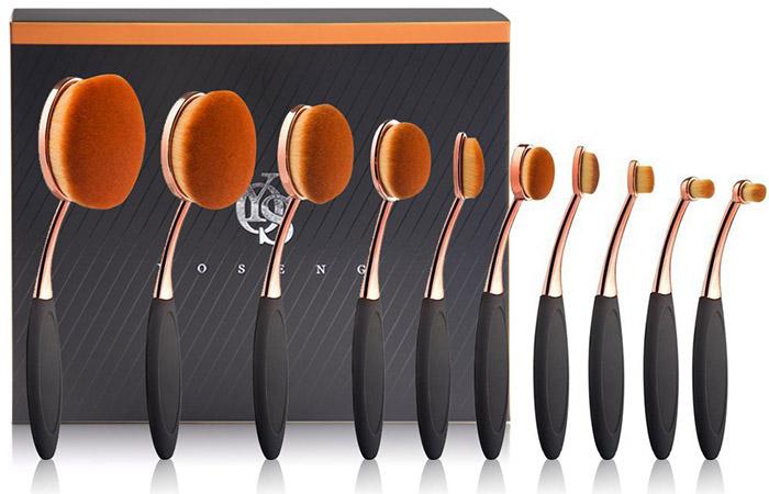 Duorime New 7pcs Black Oval Toothbrush Makeup Brush Set Cream Contour Powder Concealer