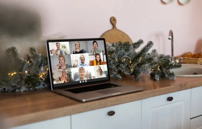 A family on skype call