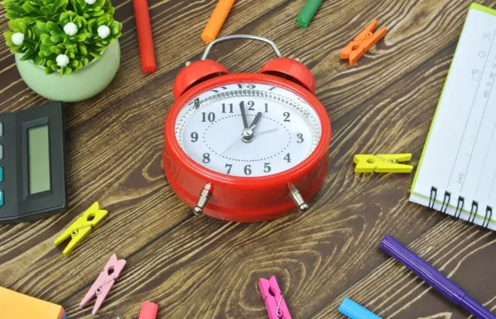 An alarm clock on a table