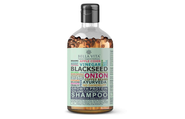 Bella Vita Organic Shampoo with Growth Protein for Hair Volume, Fall, Dandruff, Frizz Control, Shine Strength