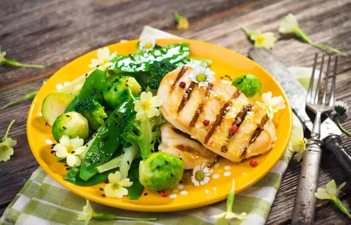 Chicken breast with brussel sprouts for slim fast diet