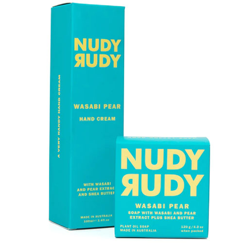Nudy Rudy - Wasabi Pear - Hand Cream & Soap Puck Bundle