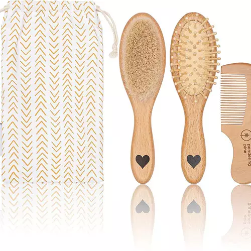 Pondering Pine Natural Baby Hair Brush Set