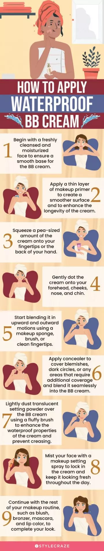 How To Apply Waterproof BB Cream (infographic)