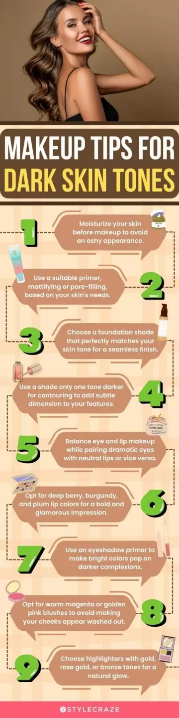 Makeup Tips For Dark Skin Tones (infographic)