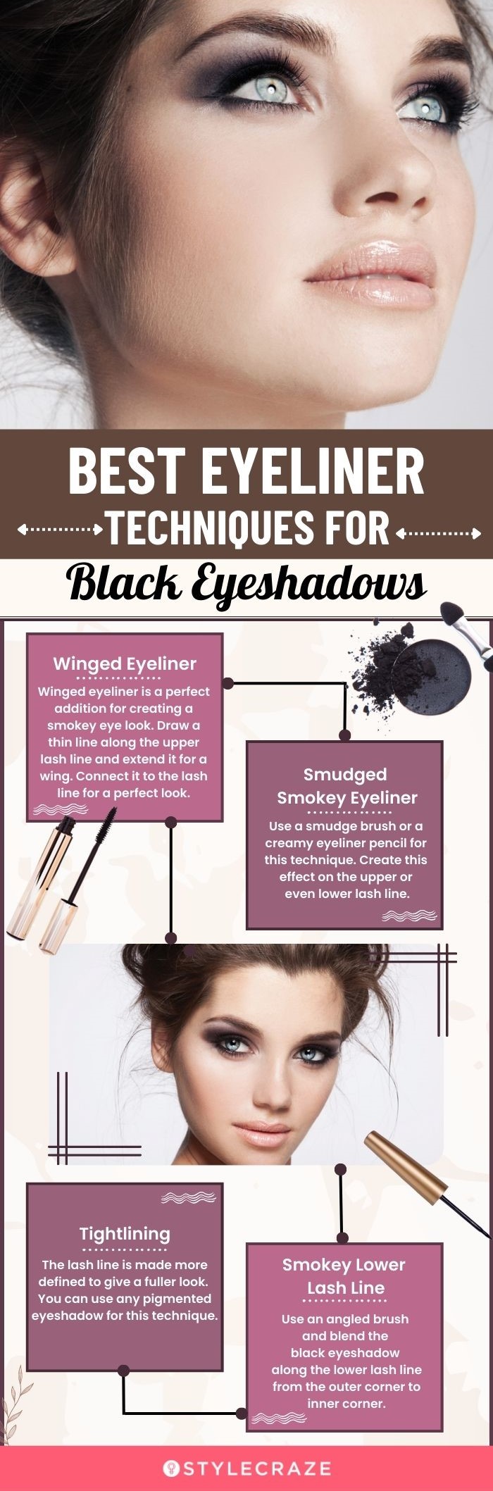 Best Eyeliner Techniques For Black Eyeshadows (infographic)