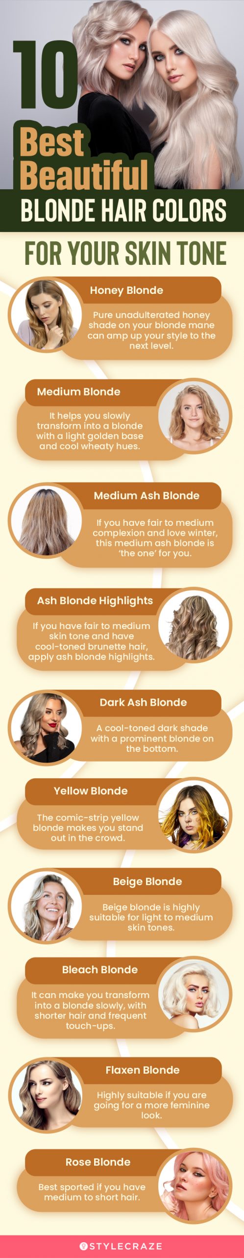 10 best beautiful blonde hair colors for your skin tone (infographic)