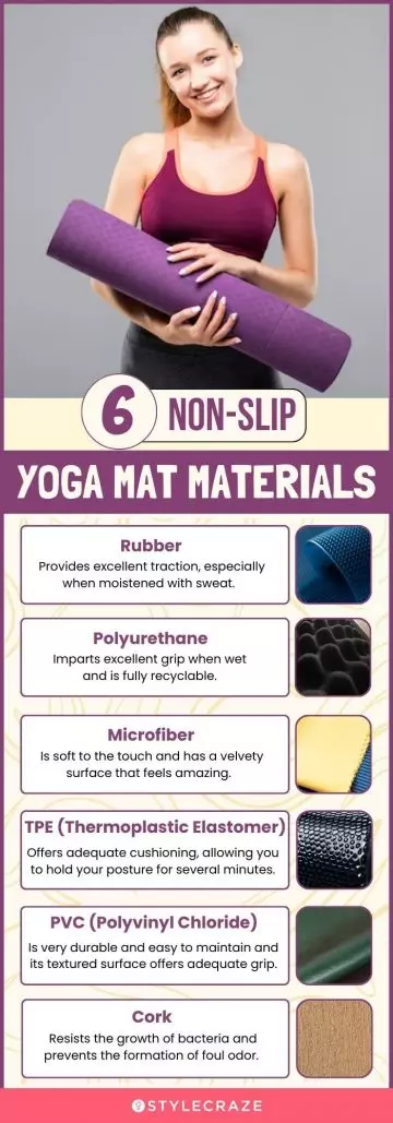 6 Non-Slip Yoga Mat Materials (infographic)
