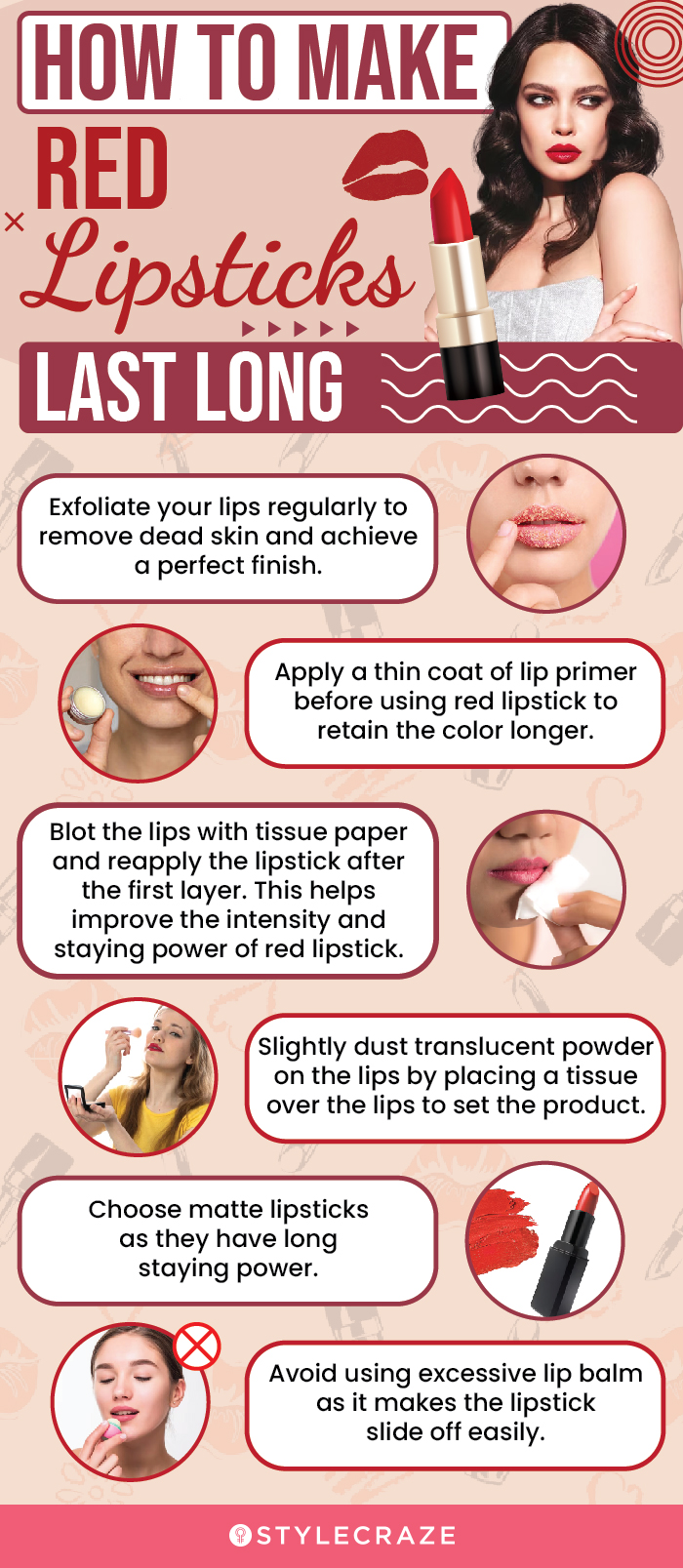 How To Make Red Lipsticks Last Long (infographic)