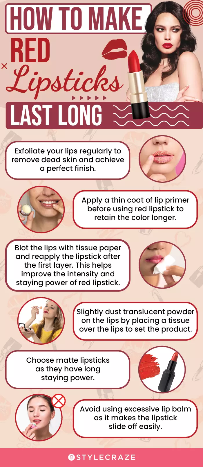 How To Make Red Lipsticks Last Long (infographic)