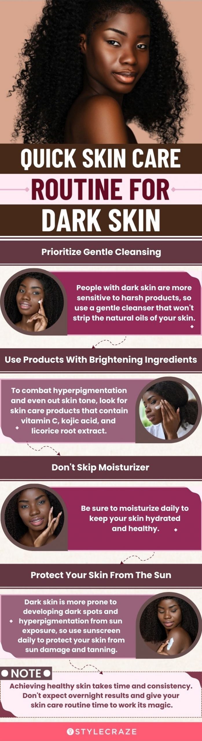 Quick Skin Care Routine For Dark Skin (infographic)