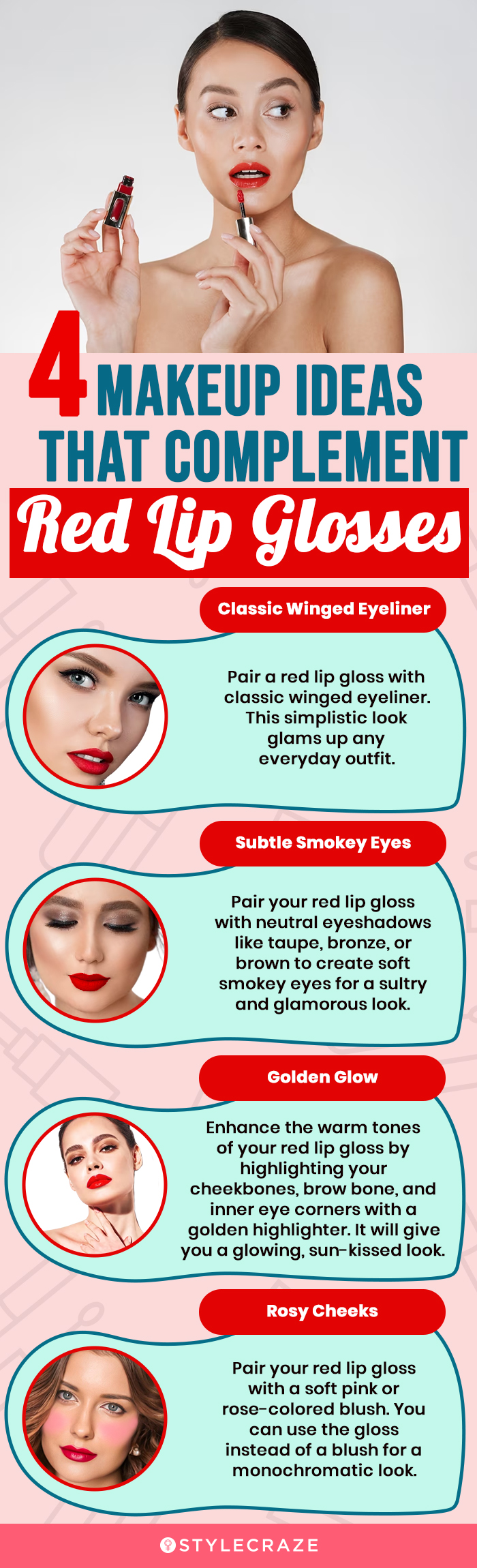 4 Makeup Ideas That Complement Red Lip Glosses (infographic)