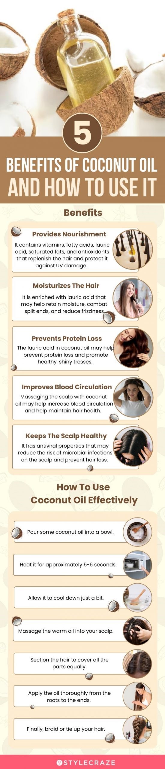 5 coconut oil benefits and how to use it (infographic)