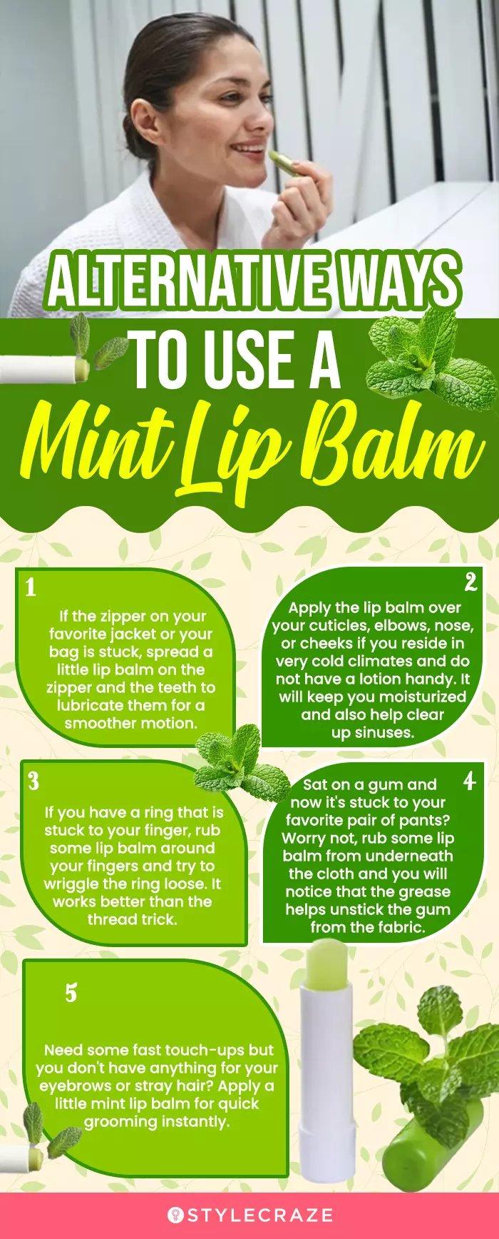 Alternative Ways To Use A Mint Lip Balm (infographic)
