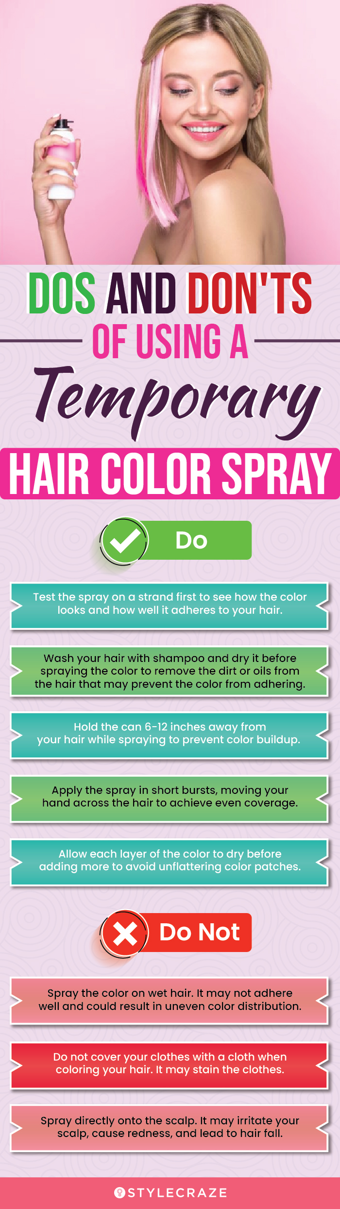 Dos and Don'ts Of Using A Temporary Hair Color Spray (infographic)