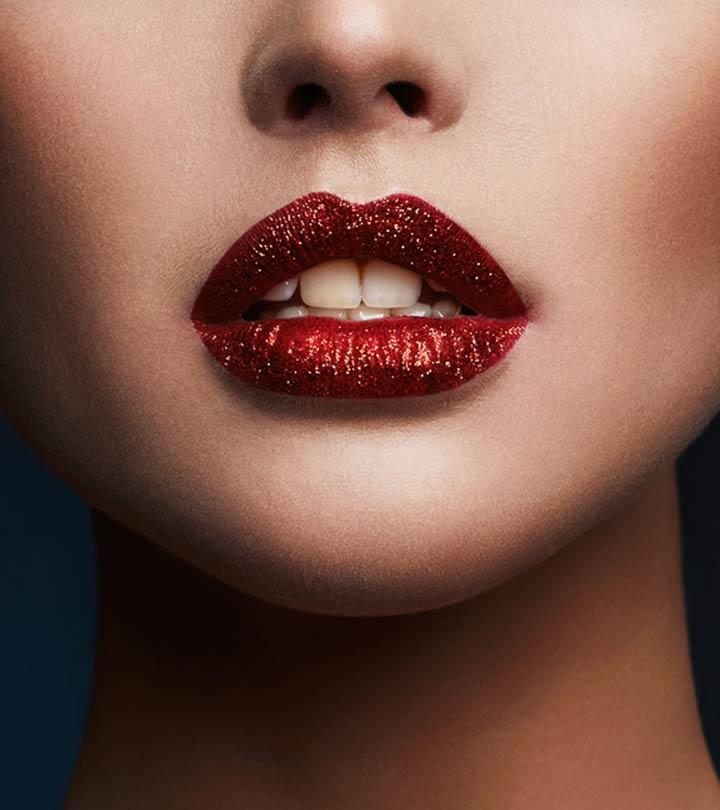 red glitter lipstick