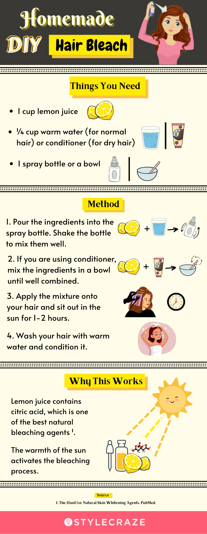 homemade DIY hair bleach (infographic)