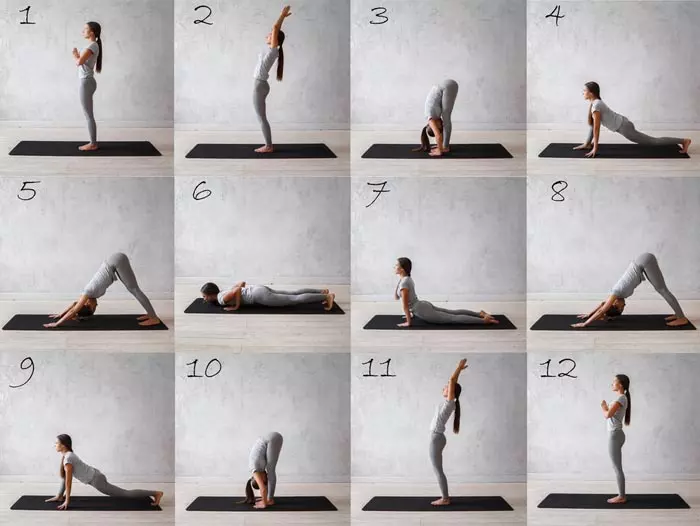 Surya Namaskar (Sun salutation) to lose upper belly fat
