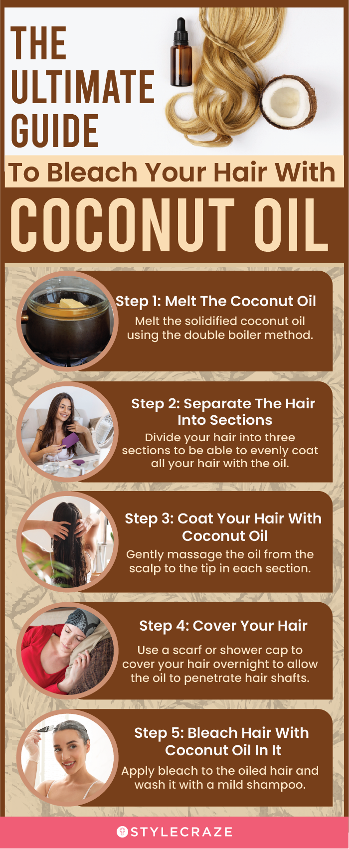 ultimate guide to bleach your hair with coconut oil (infographic)