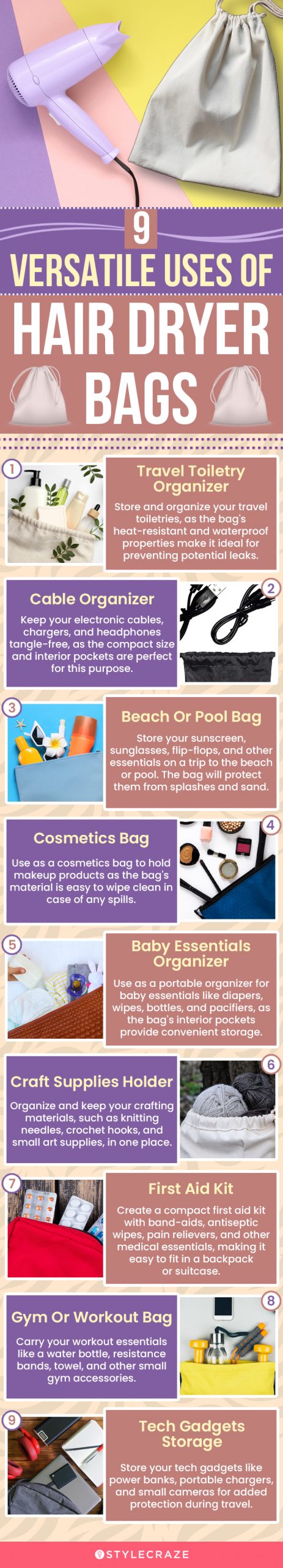 9 Versatile Uses Of Hair Dryer Bags (infographic)