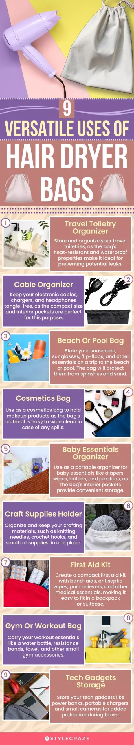 9 Versatile Uses Of Hair Dryer Bags (infographic)