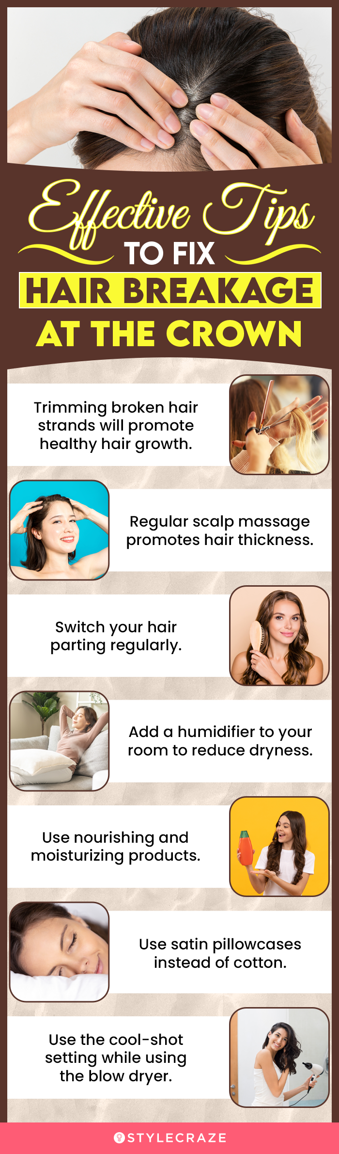 effective tips to fix hair breakage at the crown (infographic)