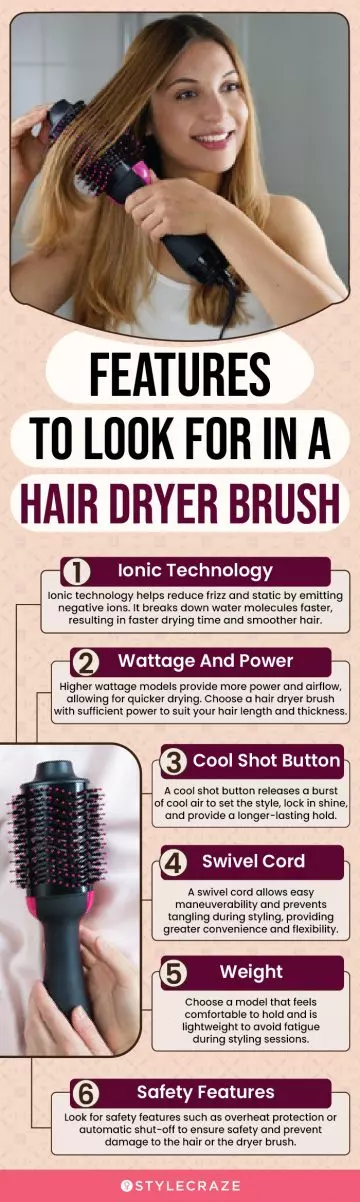 Features To Look For In A Hair Dryer Brush (infographic)