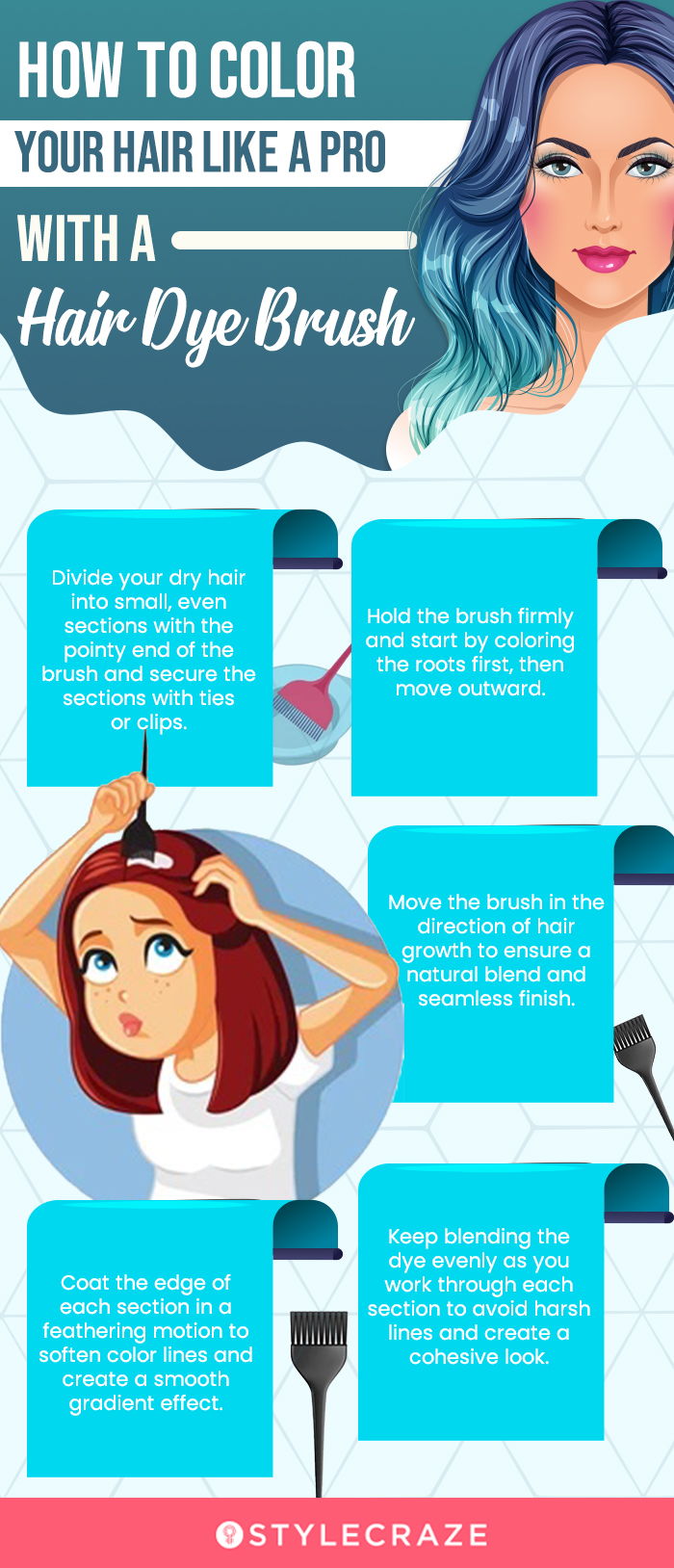  How To Color Your Hair Like A Pro With A Hair Dye Brush (infographic)