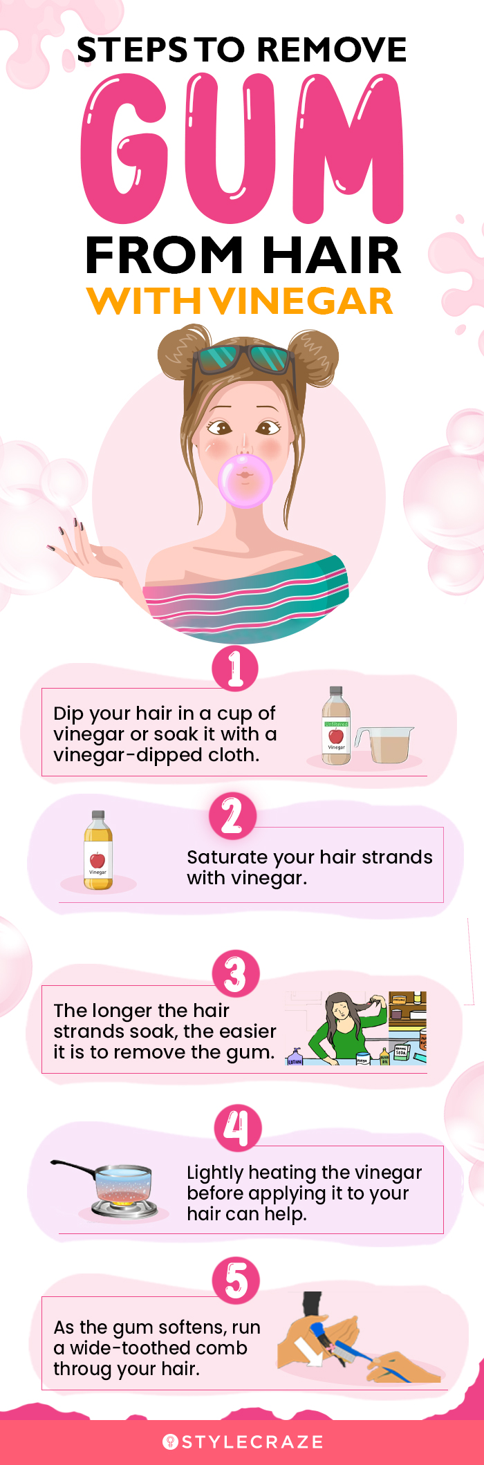 how to remove gum for hair with vinegar [infographic]