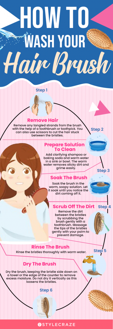 how to wash your hair brush (infographic)