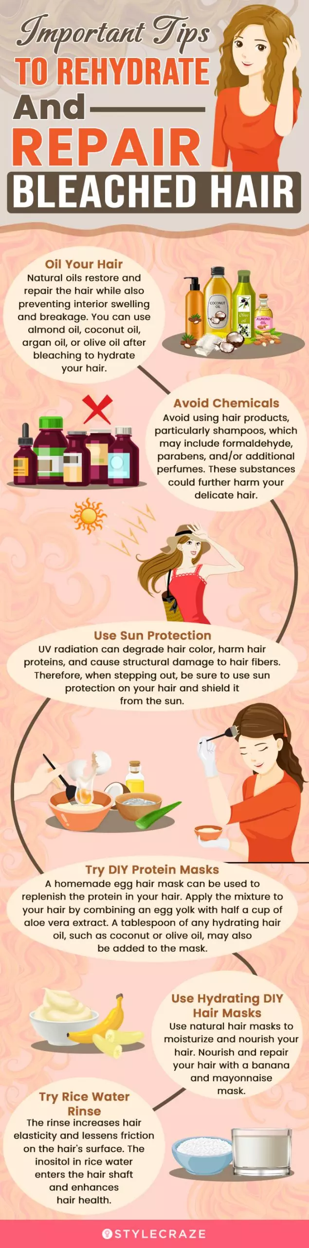 important tips to rehydrate and repair bleached hair (infographic)